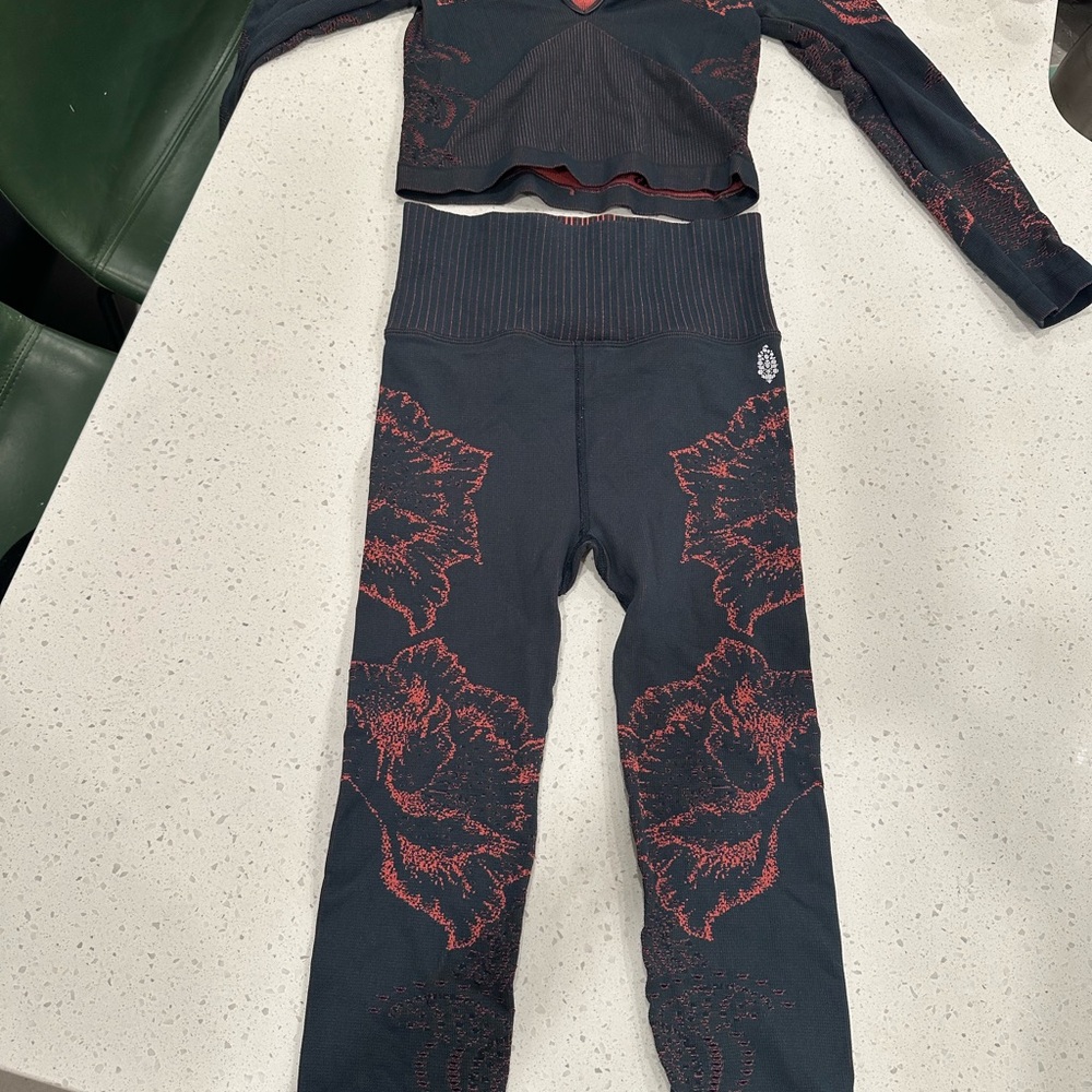 Free People Black and pink workout set